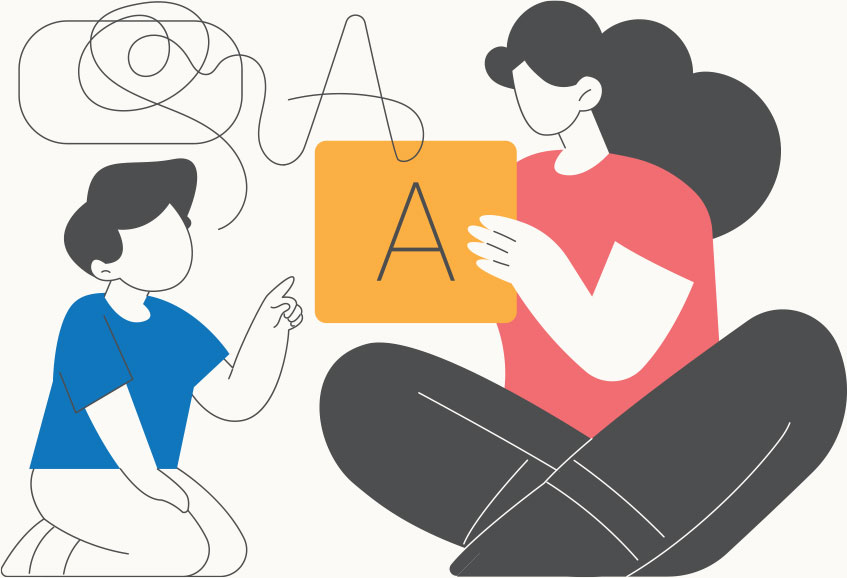 person teaching child